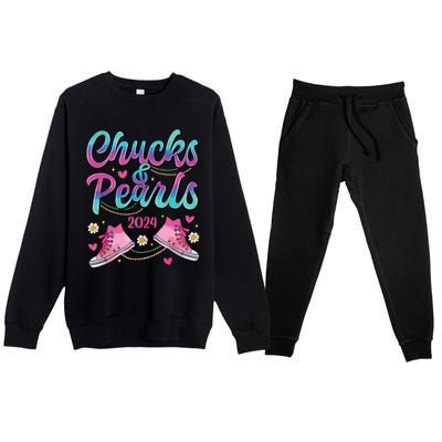 Chucks And Pearls Im With Her Premium Crewneck Sweatsuit Set