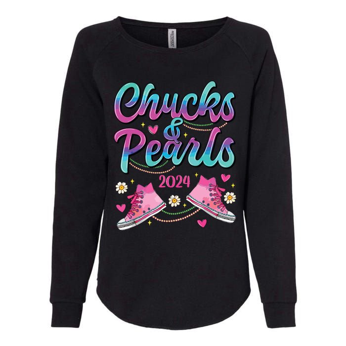 Chucks And Pearls Im With Her Womens California Wash Sweatshirt