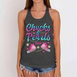 Chucks And Pearls Im With Her Women's Knotted Racerback Tank