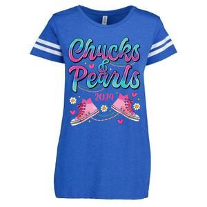 Chucks And Pearls Im With Her Enza Ladies Jersey Football T-Shirt