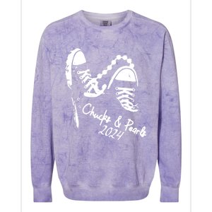 Chucks And Pearls Kamala Harris 2024 Support Gift Teachers Colorblast Crewneck Sweatshirt