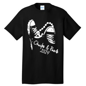 Chucks And Pearls Kamala Harris 2024 Support Gift Teachers Tall T-Shirt