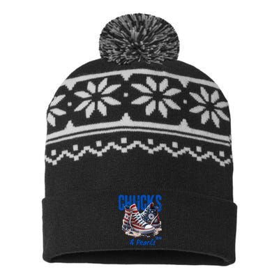 Chucks And Pearls Cute Women 2024 USA-Made Snowflake Beanie