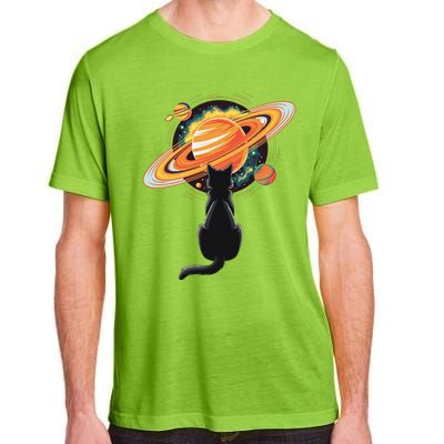 Cat And Planets Cosmic Universe Design Adult ChromaSoft Performance T-Shirt