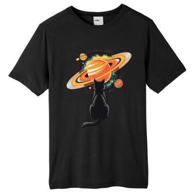 Cat And Planets Cosmic Universe Design Tall Fusion ChromaSoft Performance T-Shirt