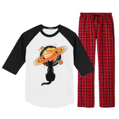 Cat And Planets Cosmic Universe Design Raglan Sleeve Pajama Set