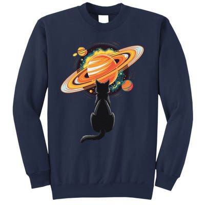 Cat And Planets Cosmic Universe Design Sweatshirt