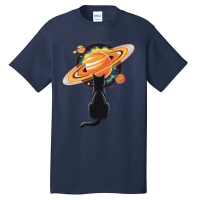 Cat And Planets Cosmic Universe Design Tall T-Shirt