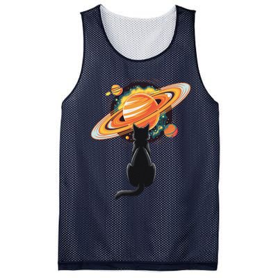 Cat And Planets Cosmic Universe Design Mesh Reversible Basketball Jersey Tank