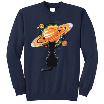 Cat And Planets Cosmic Universe Design Tall Sweatshirt