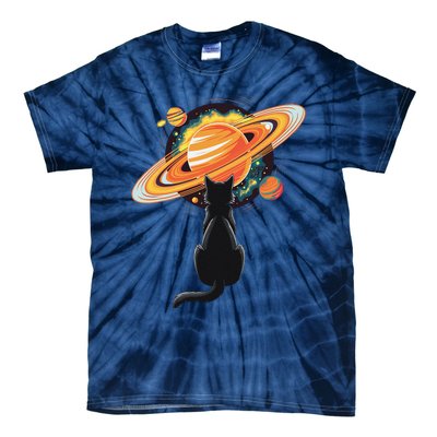 Cat And Planets Cosmic Universe Design Tie-Dye T-Shirt