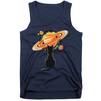 Cat And Planets Cosmic Universe Design Tank Top