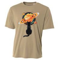 Cat And Planets Cosmic Universe Design Cooling Performance Crew T-Shirt