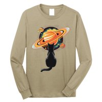 Cat And Planets Cosmic Universe Design Long Sleeve Shirt