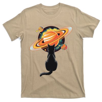 Cat And Planets Cosmic Universe Design T-Shirt