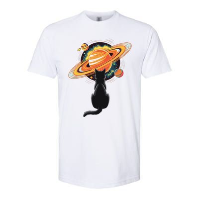 Cat And Planets Cosmic Universe Design Softstyle CVC T-Shirt