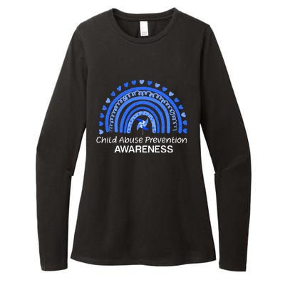 Child Abuse Prevention Awareness Blue Boho Rainbow Pinwheel Womens CVC Long Sleeve Shirt