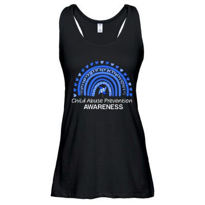 Child Abuse Prevention Awareness Blue Boho Rainbow Pinwheel Ladies Essential Flowy Tank