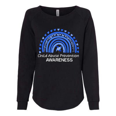 Child Abuse Prevention Awareness Blue Boho Rainbow Pinwheel Womens California Wash Sweatshirt