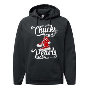 Chucks And Pearls Kamala Harris 2024 Support Gifts Women Performance Fleece Hoodie