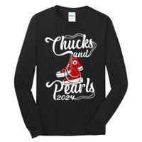 Chucks And Pearls Kamala Harris 2024 Support Gifts Women Tall Long Sleeve T-Shirt