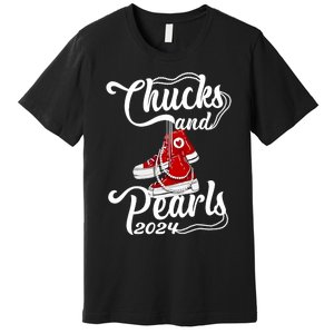 Chucks And Pearls Kamala Harris 2024 Support Gifts Women Premium T-Shirt