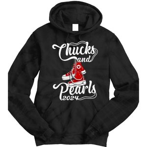 Chucks And Pearls Kamala Harris 2024 Support Gifts Women Tie Dye Hoodie