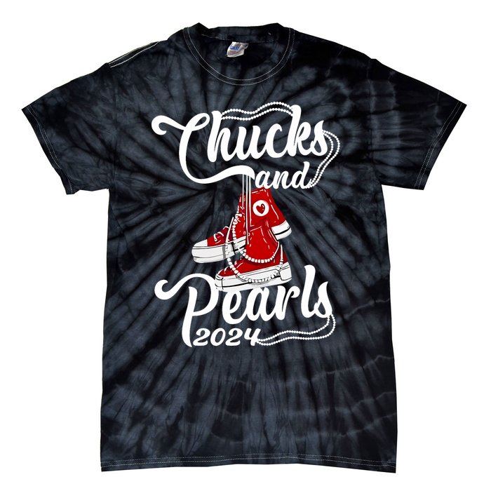 Chucks And Pearls Kamala Harris 2024 Support Gifts Women Tie-Dye T-Shirt