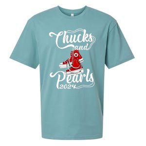 Chucks And Pearls Kamala Harris 2024 Support Gifts Women Sueded Cloud Jersey T-Shirt