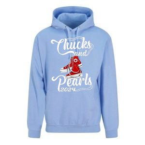 Chucks And Pearls Kamala Harris 2024 Support Gifts Women Unisex Surf Hoodie