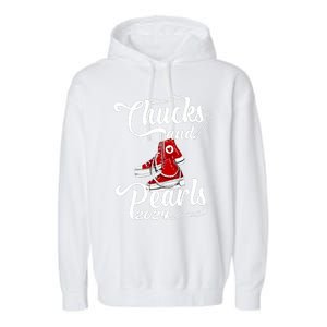 Chucks And Pearls Kamala Harris 2024 Support Gifts Women Garment-Dyed Fleece Hoodie