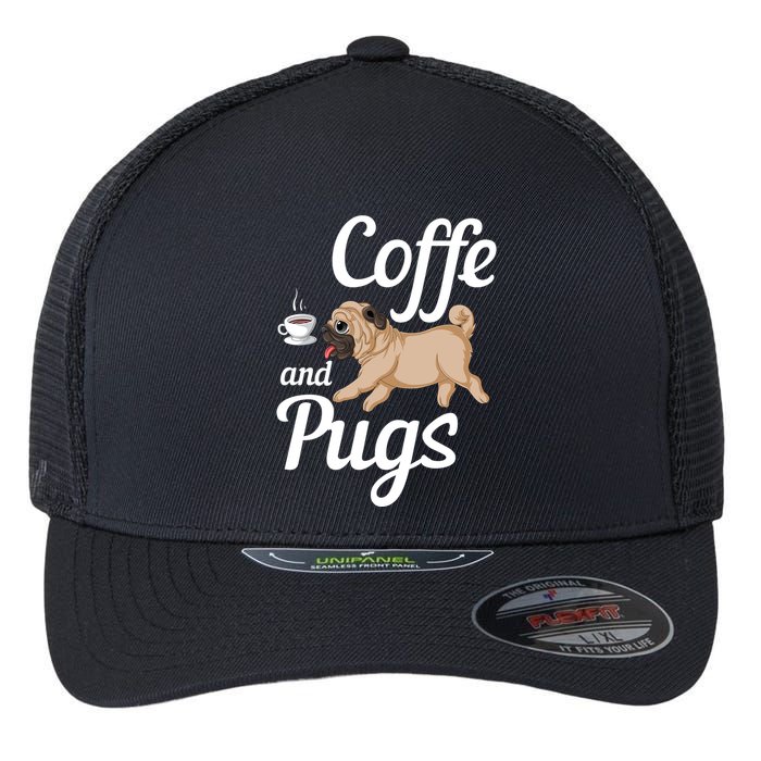 Coffee And Pugs Flexfit Unipanel Trucker Cap