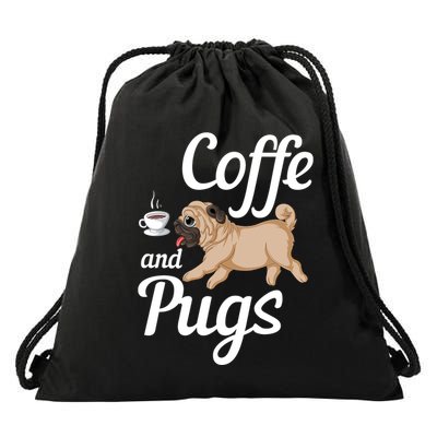Coffee And Pugs Drawstring Bag