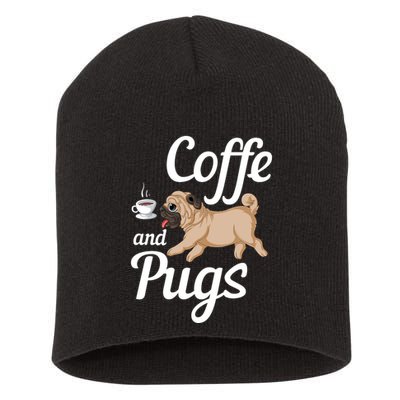 Coffee And Pugs Short Acrylic Beanie