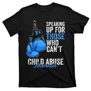 Child Abuse Prevention Awareness Boxing Gloves Blue Ribbon T-Shirt