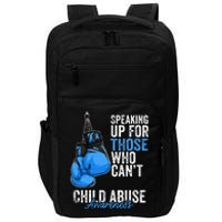 Child Abuse Prevention Awareness Boxing Gloves Blue Ribbon Impact Tech Backpack