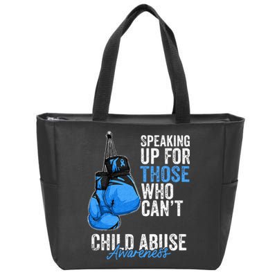 Child Abuse Prevention Awareness Boxing Gloves Blue Ribbon Zip Tote Bag