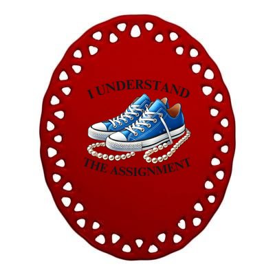 Chucks And Pearls Kamala 2024 I Understand The Assignment Ceramic Oval Ornament