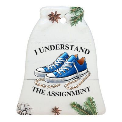 Chucks And Pearls Kamala 2024 I Understand The Assignment Ceramic Bell Ornament