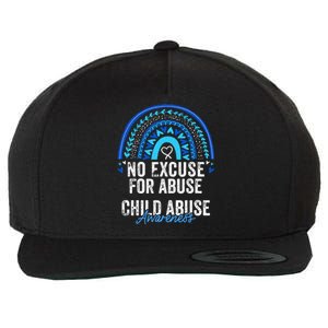 Child Abuse Prevention Awareness Leopard Rainbow Blue Ribbon Wool Snapback Cap