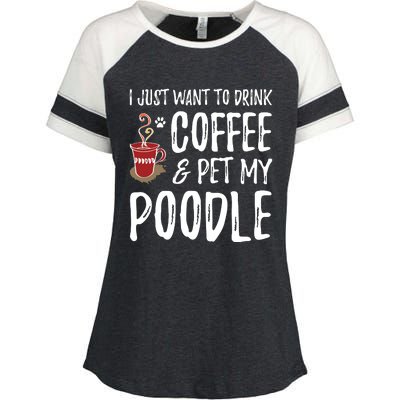 Coffee And Poodle For Poodle Dog Mom T Enza Ladies Jersey Colorblock Tee