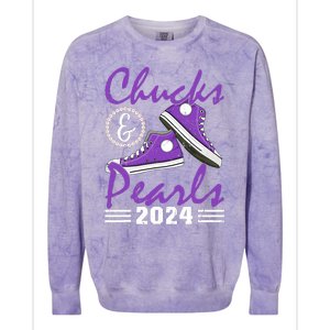 Chucks And Pearls 2024 Voting For Kamala Harris Usa Election Colorblast Crewneck Sweatshirt