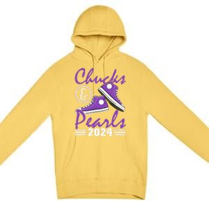 Chucks And Pearls 2024 Voting For Kamala Harris Usa Election Premium Pullover Hoodie