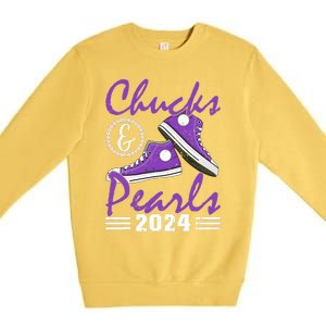 Chucks And Pearls 2024 Voting For Kamala Harris Usa Election Premium Crewneck Sweatshirt