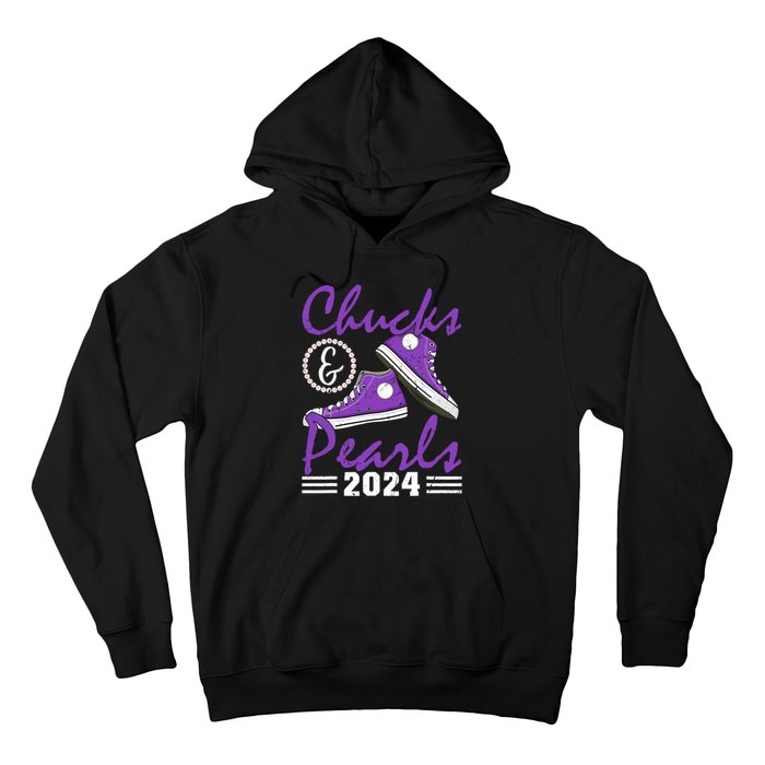 Chucks And Pearls 2024 Voting For Kamala Harris Usa Election Hoodie