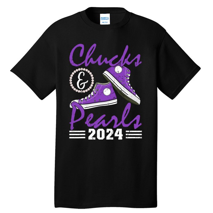 Chucks And Pearls 2024 Voting For Kamala Harris Usa Election Tall T-Shirt