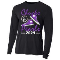 Chucks And Pearls 2024 Voting For Kamala Harris Usa Election Cooling Performance Long Sleeve Crew