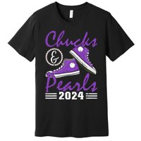 Chucks And Pearls 2024 Voting For Kamala Harris Usa Election Premium T-Shirt