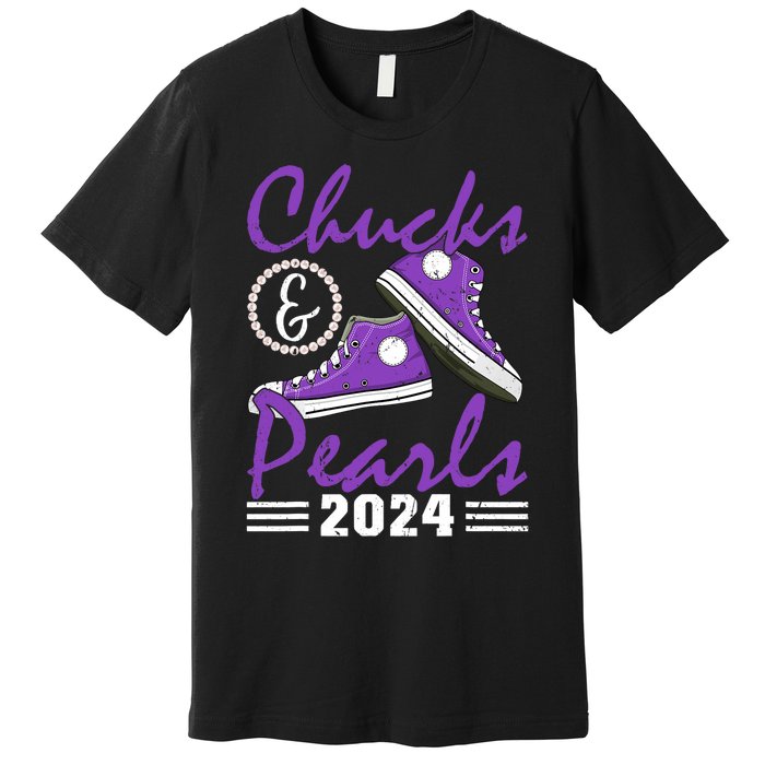 Chucks And Pearls 2024 Voting For Kamala Harris Usa Election Premium T-Shirt