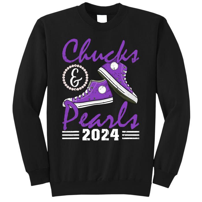 Chucks And Pearls 2024 Voting For Kamala Harris Usa Election Tall Sweatshirt